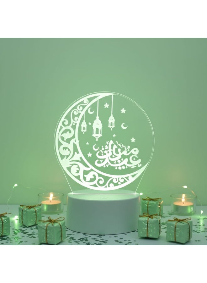 ثري دي مصباح ليلي LED أكريليك لتزيين رمضان - لوحة خط إسلامي بإضاءة دافئة ناعمة، مصباح ليلي يعمل بمنفذ USB لرمضان، غرفة الصلاة، وديكور المنزل الإسلامي - Image 4